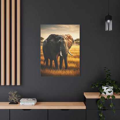 Majestic Elephant in Golden Grasslands Wall Art & Canvas Prints
