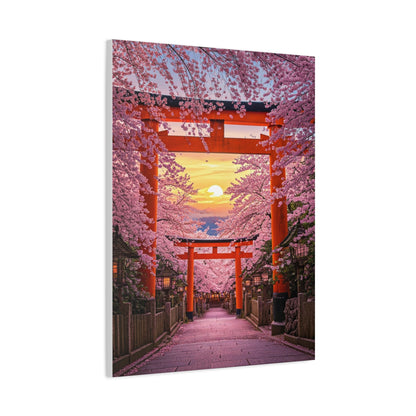 Torii Gate Sakura Pathway at Sunset Wall Art & Canvas Prints