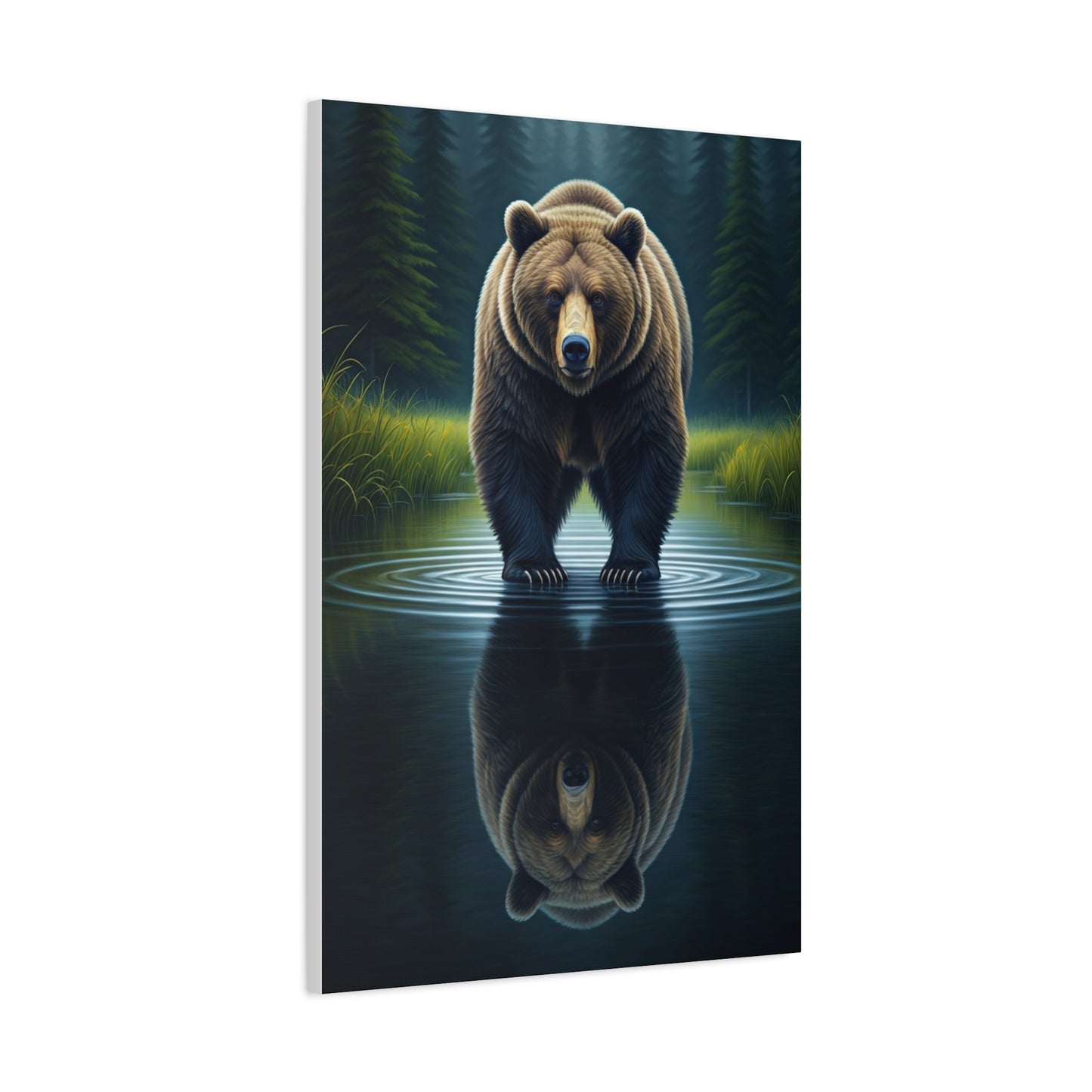 Brown Bear Reflection in Forest Water Wall Art & Canvas Prints