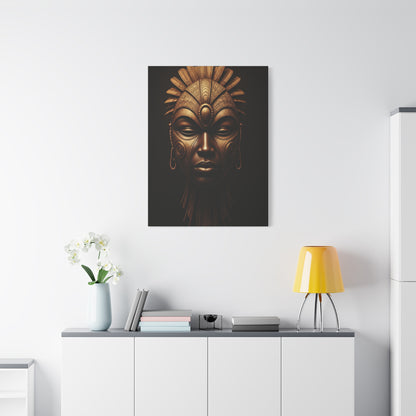 Golden Tribal Goddess Mask Wall Art & Canvas Prints