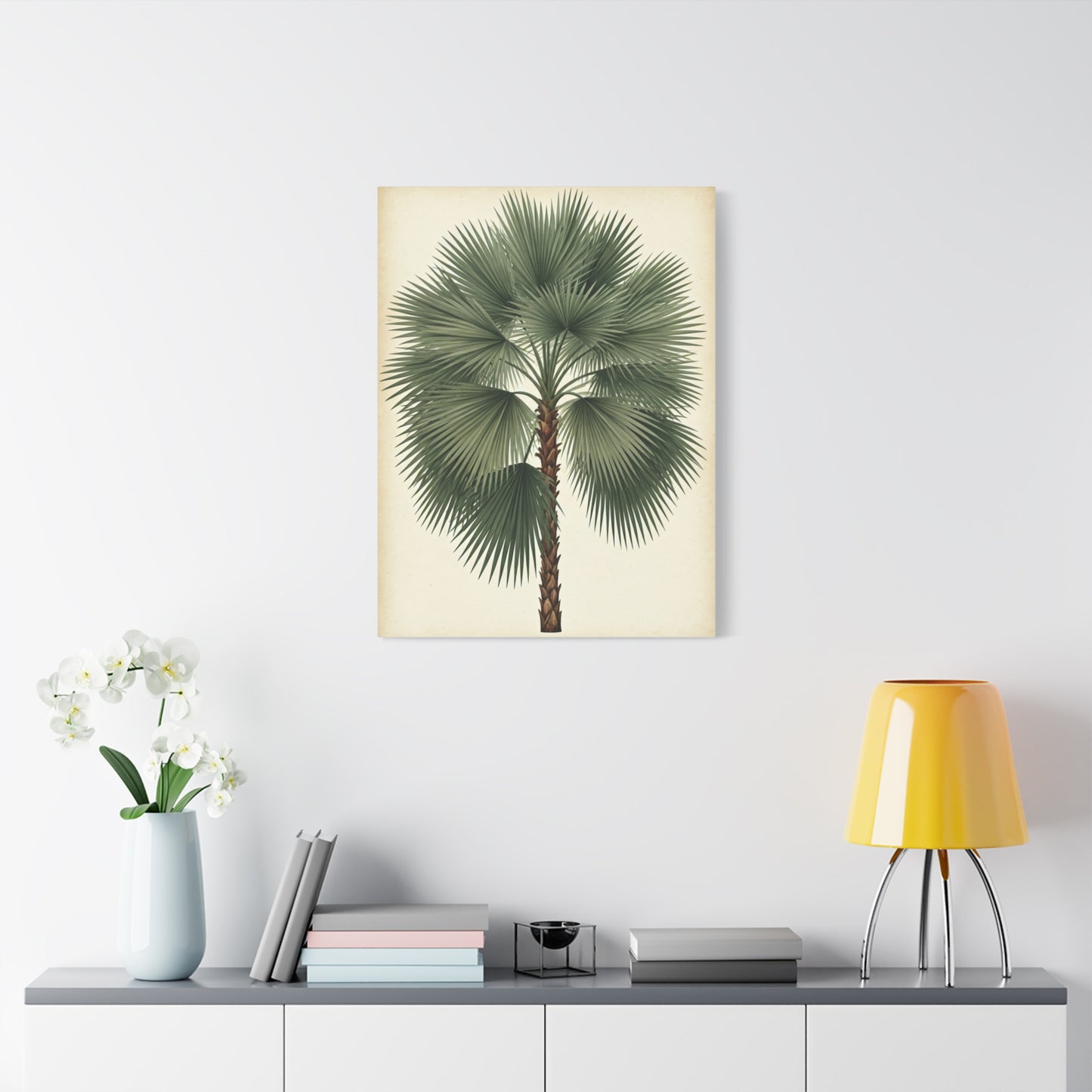 Fan Palm Leaf Tree Illustration Wall Art & Canvas Prints