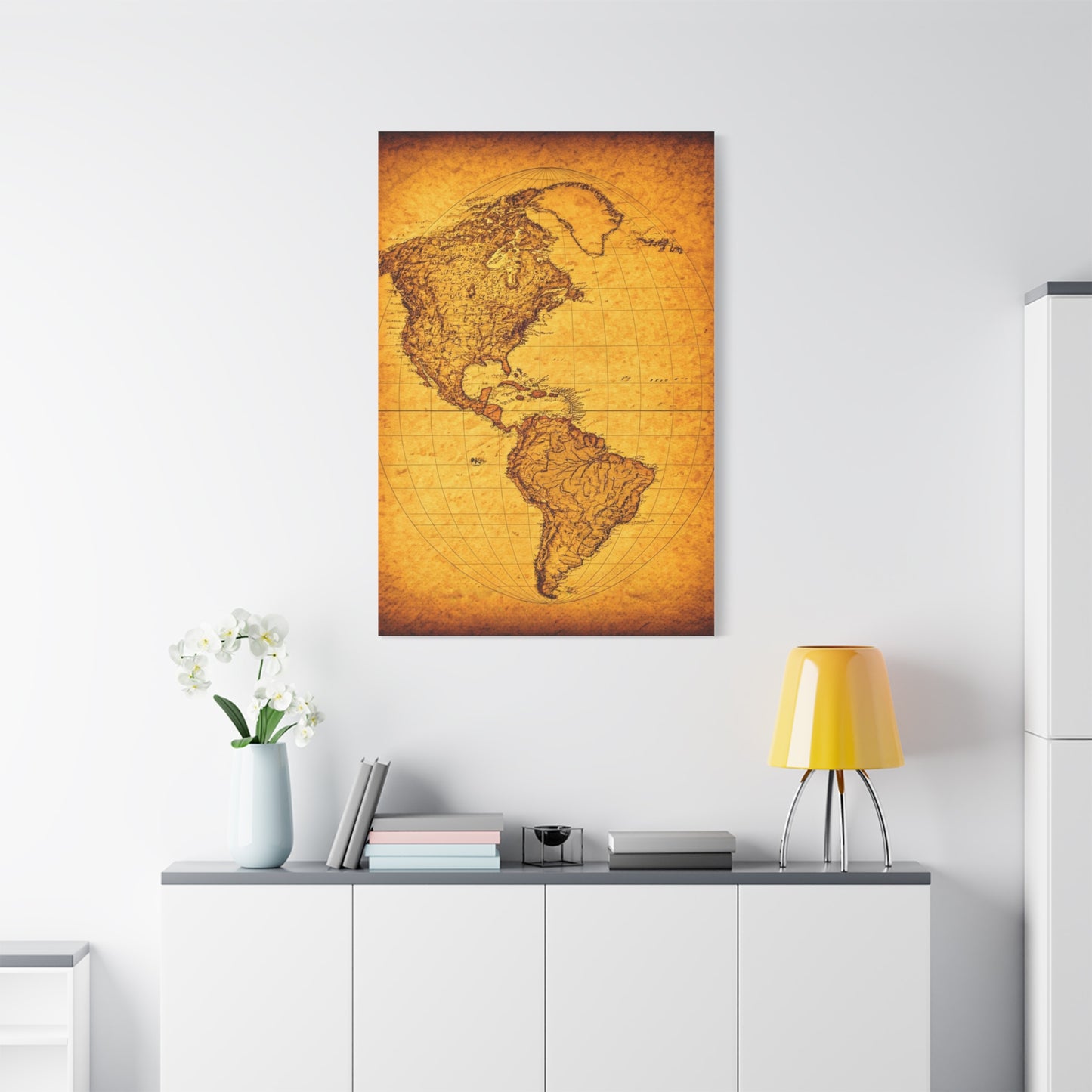 Minimal Vintage World Silhouette Map Wall Art & Canvas Prints