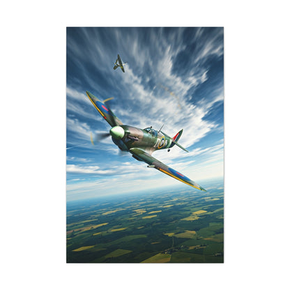 Vintage Warbird Flight Over Open Fields Wall Art & Canvas Prints