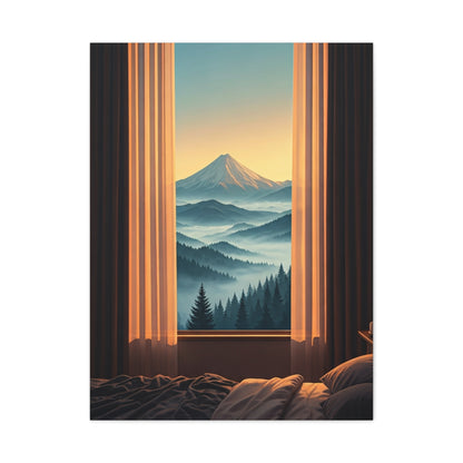 Mountain View Through Window Tranquil Interior Wall Art & Canvas Prints