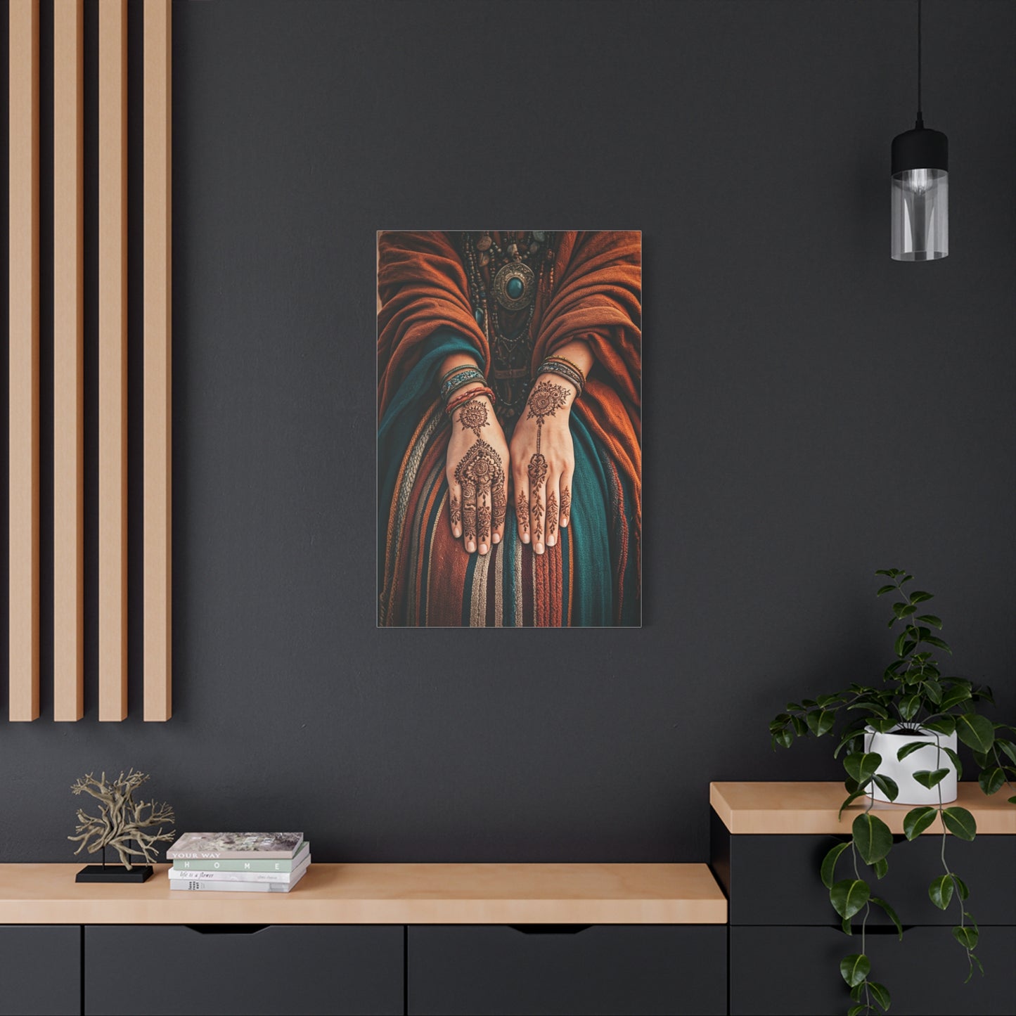 Henna Adorned Hands Bohemian Ritual Wall Art & Canvas Prints
