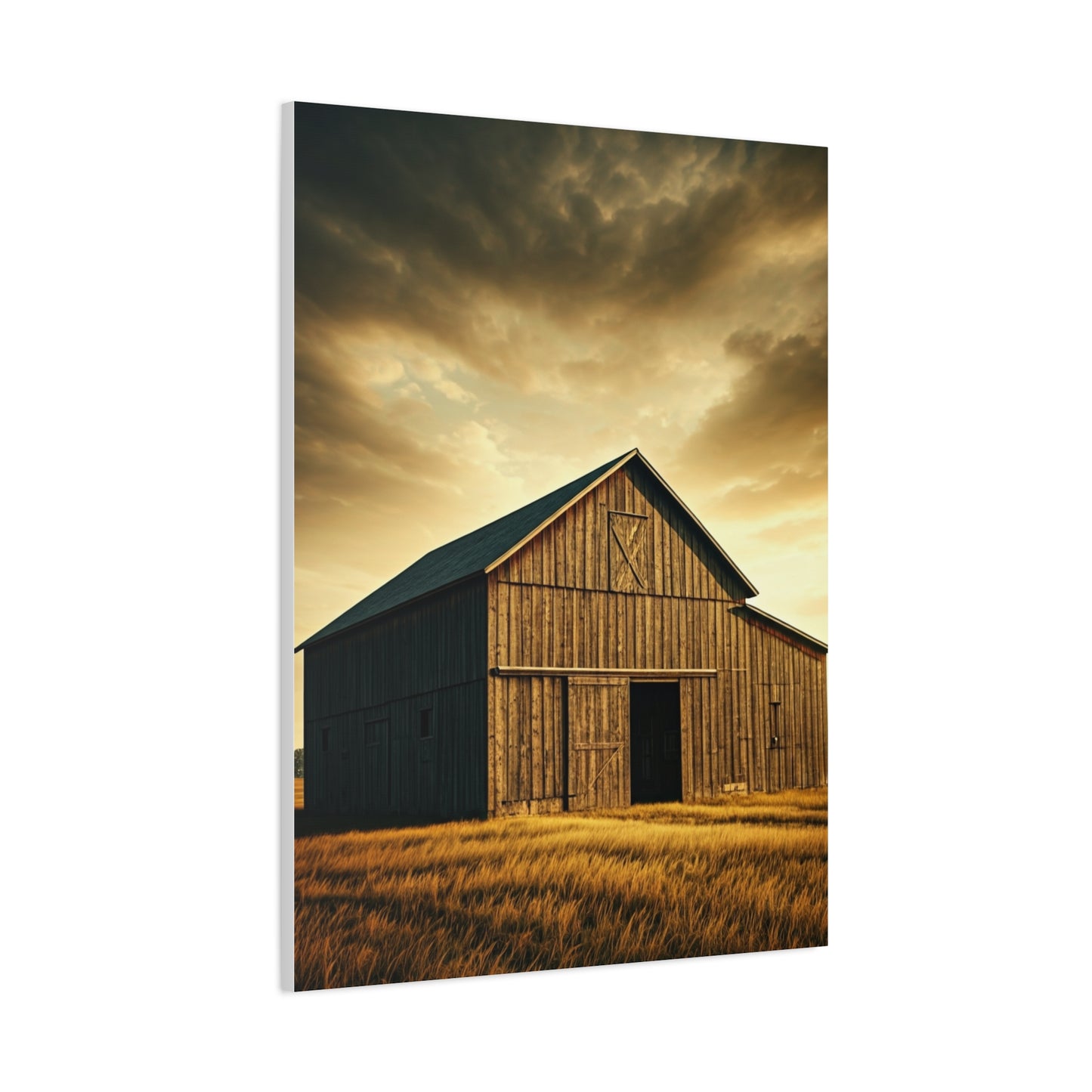Golden Harvest Barn at Dusk Wall Art & Canvas Prints