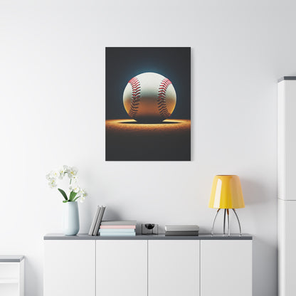 Baseball Ball on Field Spotlight Wall Art & Canvas Prints