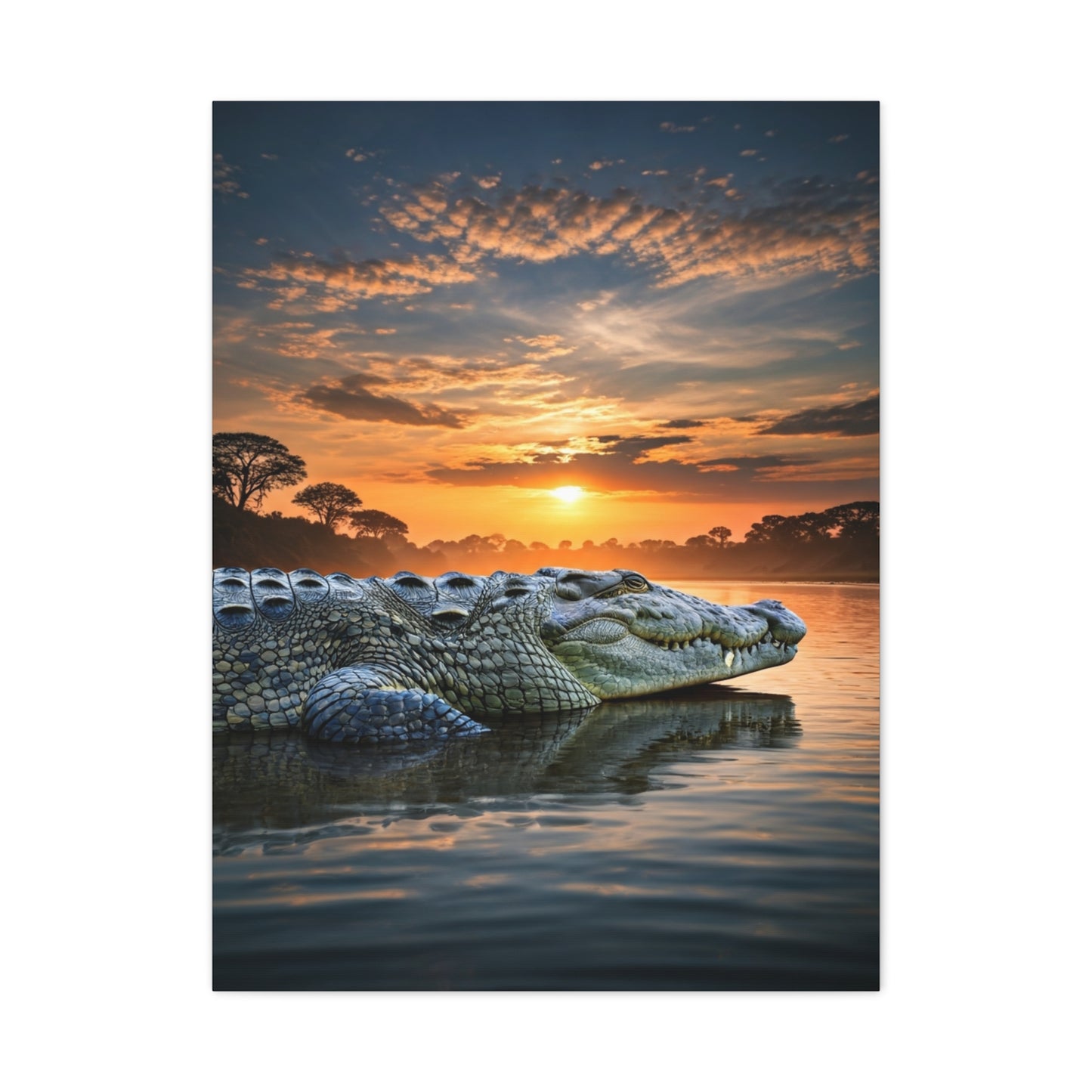 Crocodile Sunset Waterscape Wall Art & Canvas Prints