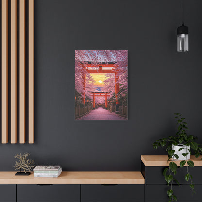 Torii Gate Sakura Pathway at Sunset Wall Art & Canvas Prints
