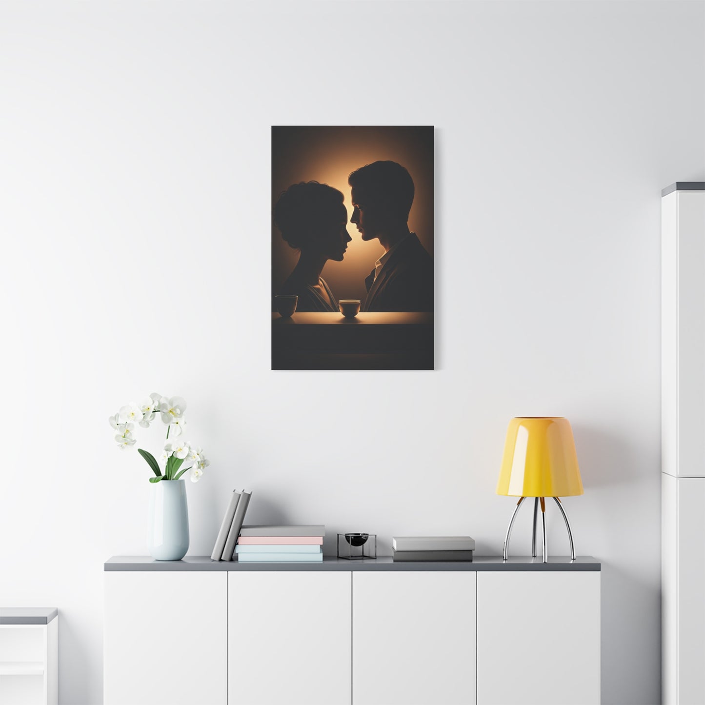 Intimate Silhouettes at Candlelit Table Wall Art & Canvas Prints