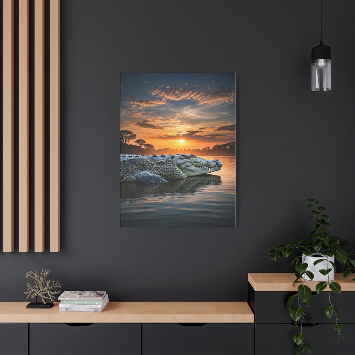 Crocodile Sunset Waterscape Wall Art & Canvas Prints