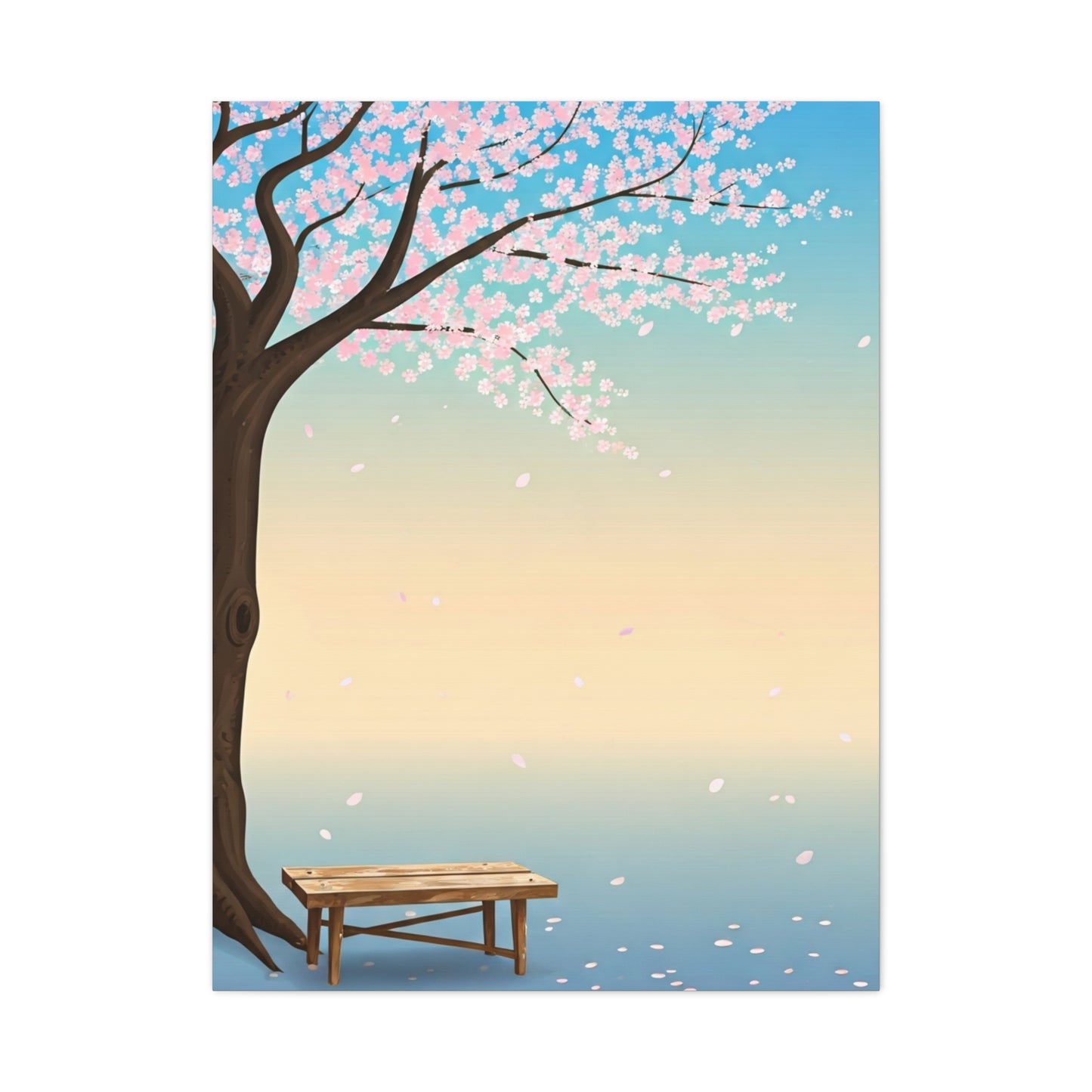 Minimal Sakura Tree With Bench Spring Serenity Wall Art & Canvas Prints