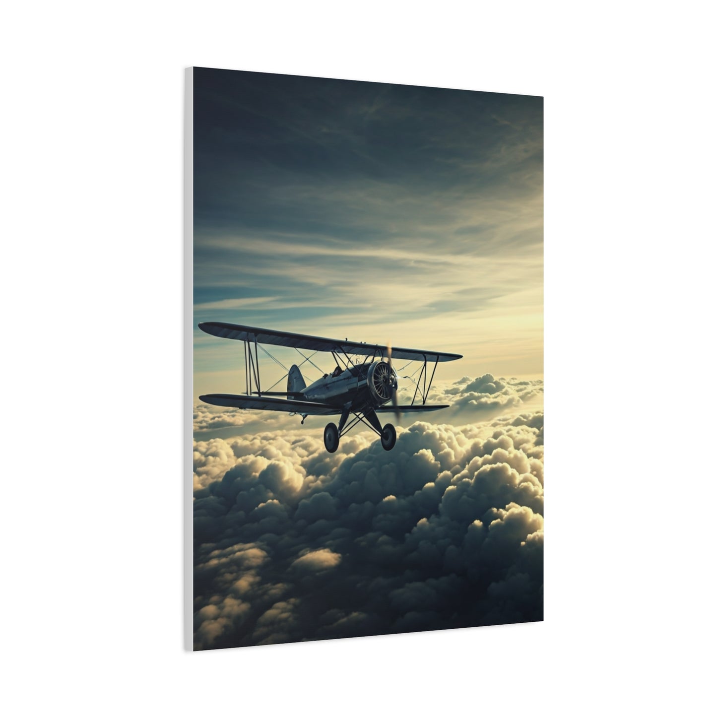High-Altitude Biplane Above the Clouds Wall Art & Canvas Prints
