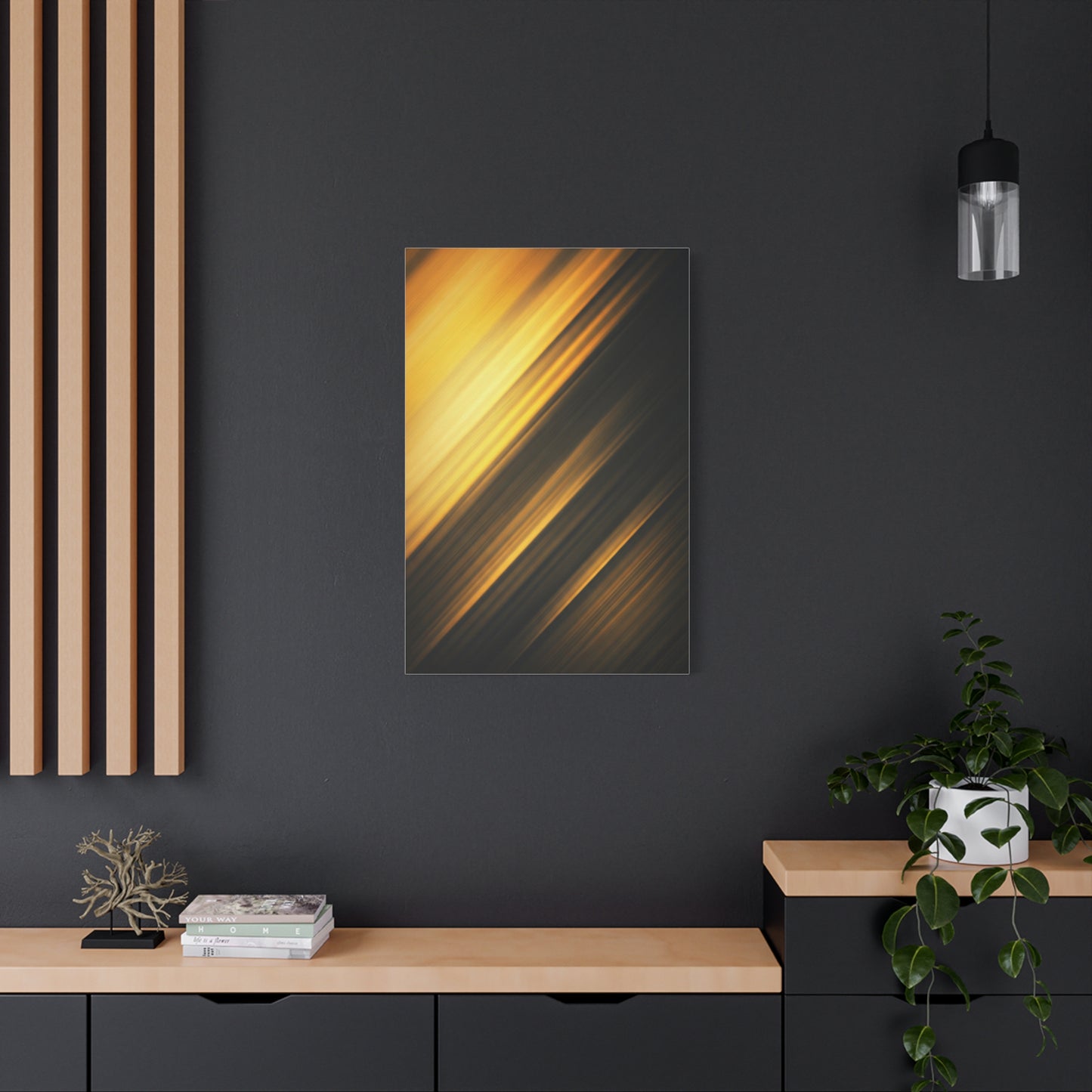 Golden Shadow Streaks Abstract Wall Art & Canvas Prints