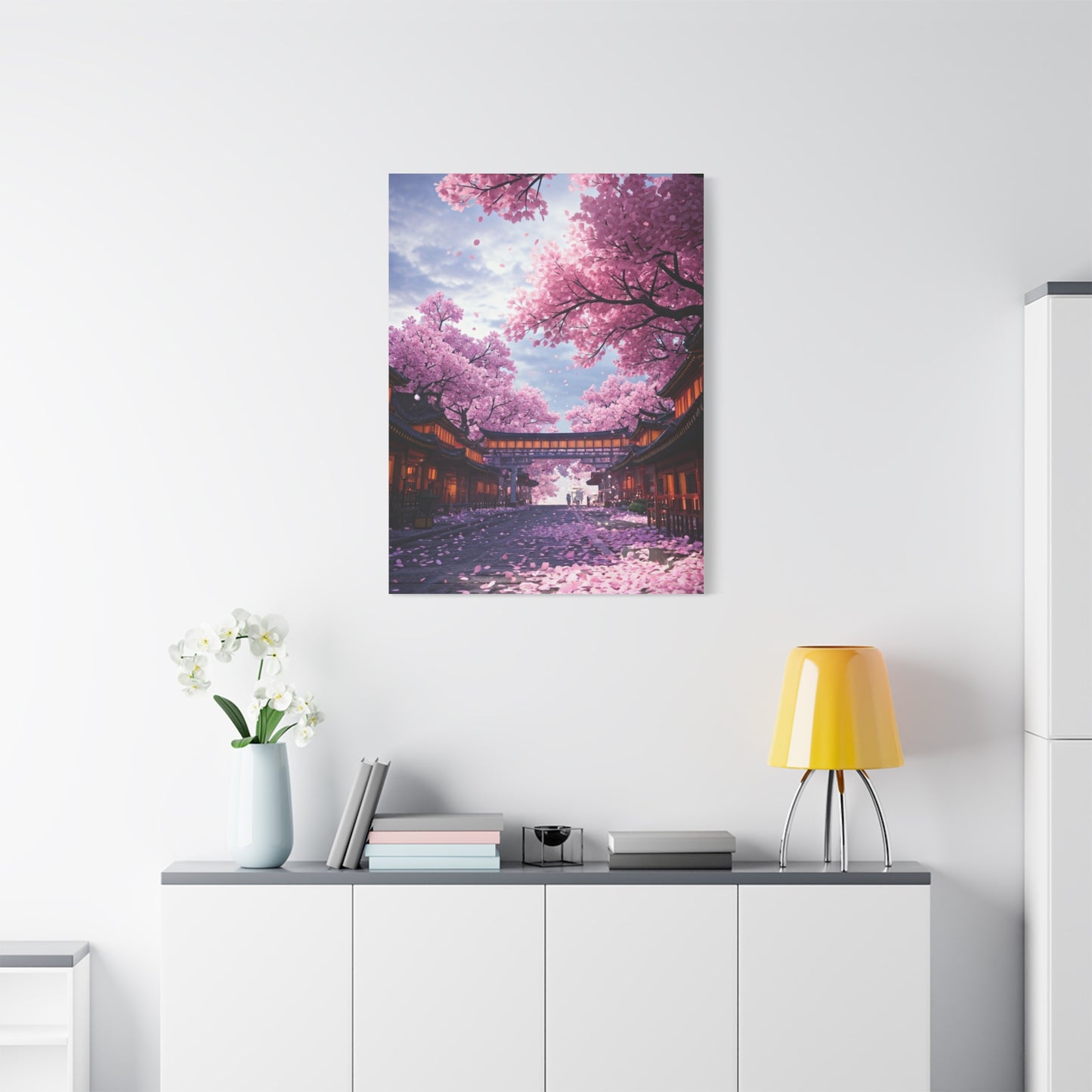 Cherry Blossom Street Wall Art & Canvas Print