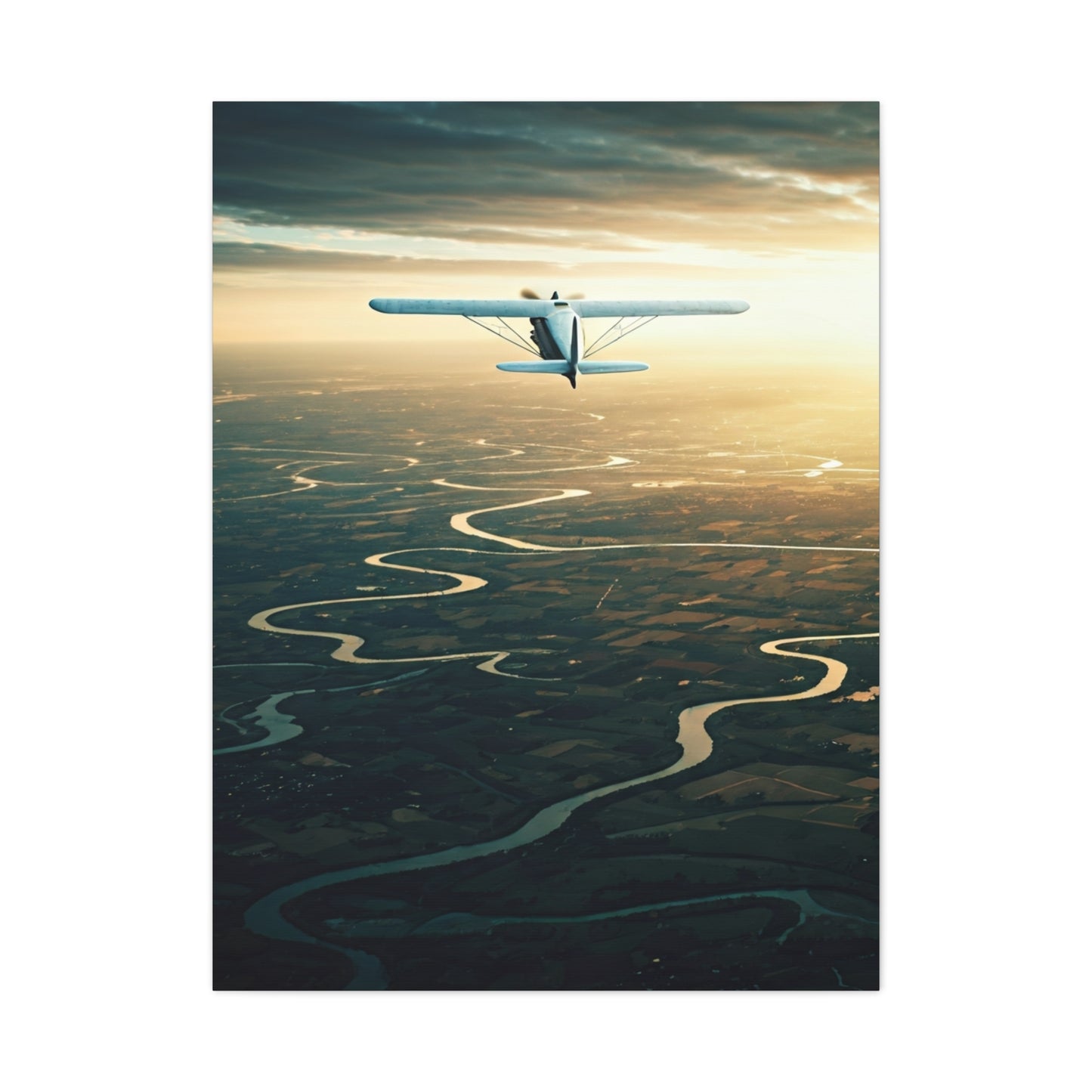 Golden River Flight Horizon Wall Art & Canvas Prints