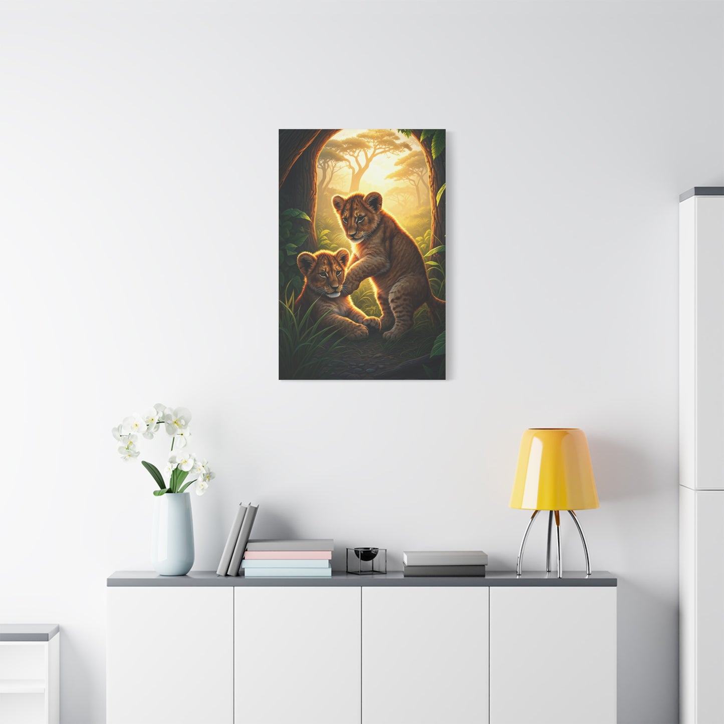 Lion Cubs in the Jungle Glow Wall Art & Canvas Prints