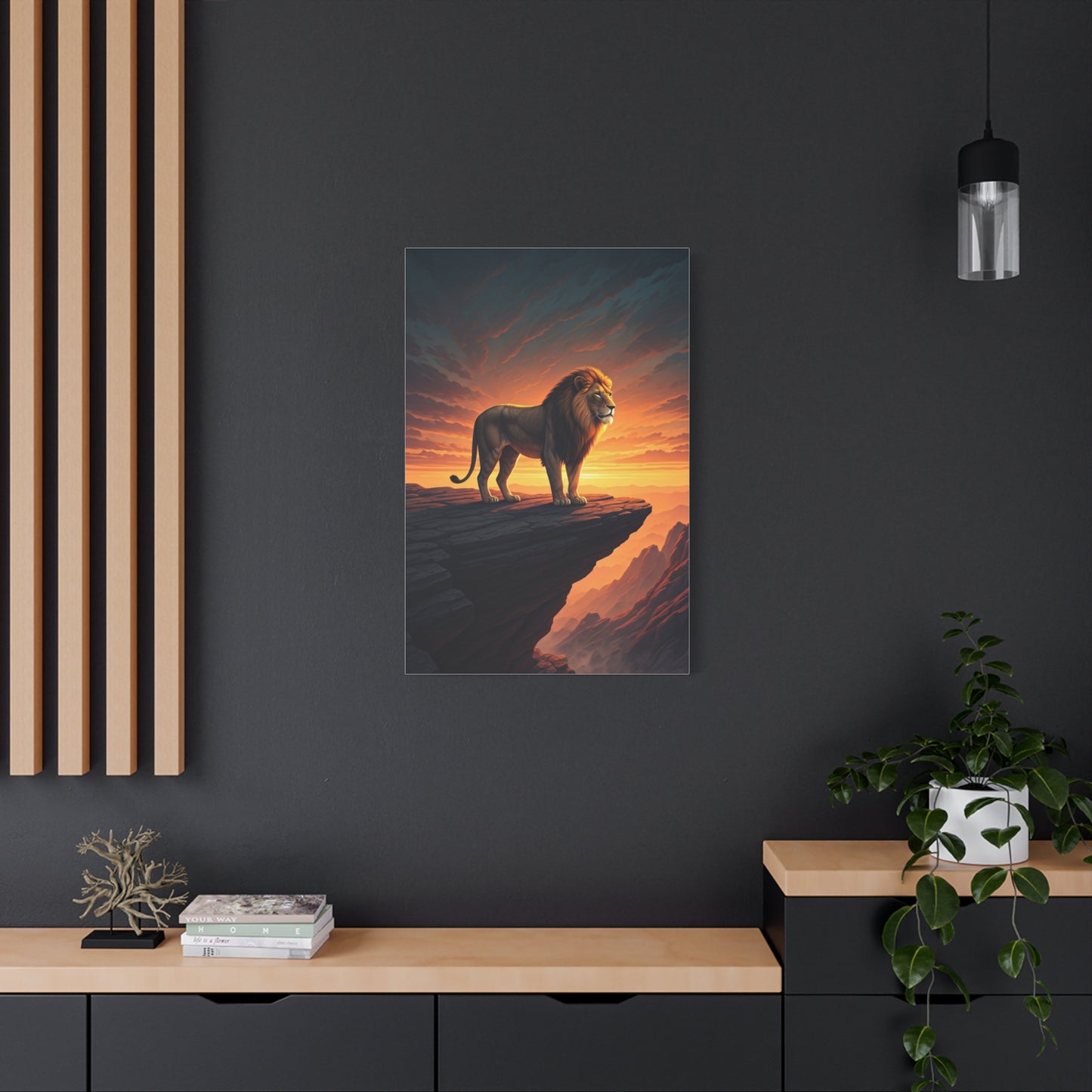 Lion King on Cliff at Sunset Wall Art & Canvas Prints