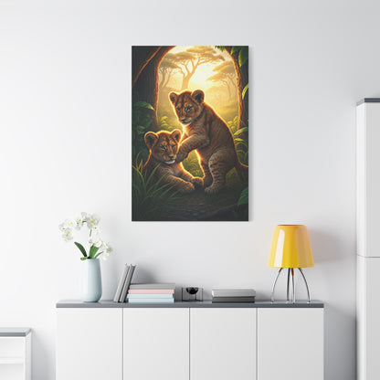 Lion Cubs in the Jungle Glow Wall Art & Canvas Prints