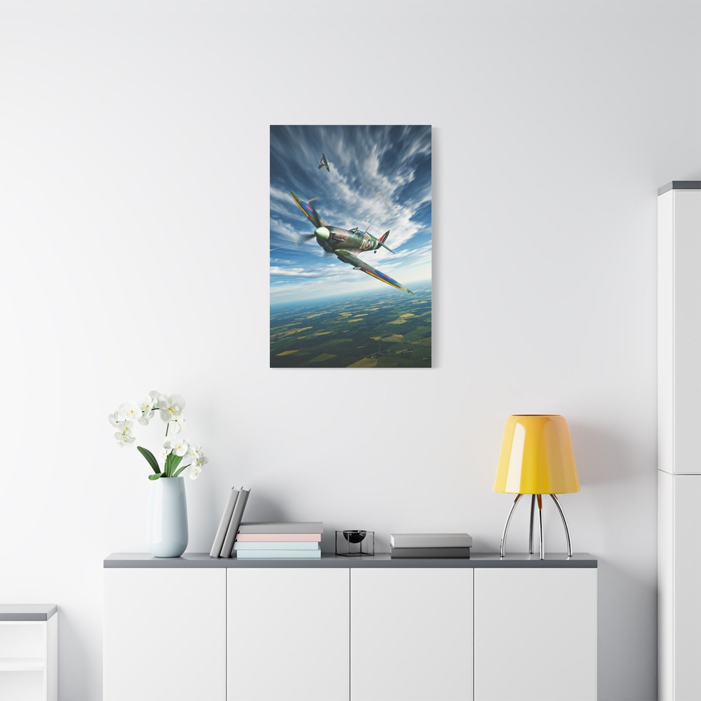 Vintage Warbird Flight Over Open Fields Wall Art & Canvas Prints