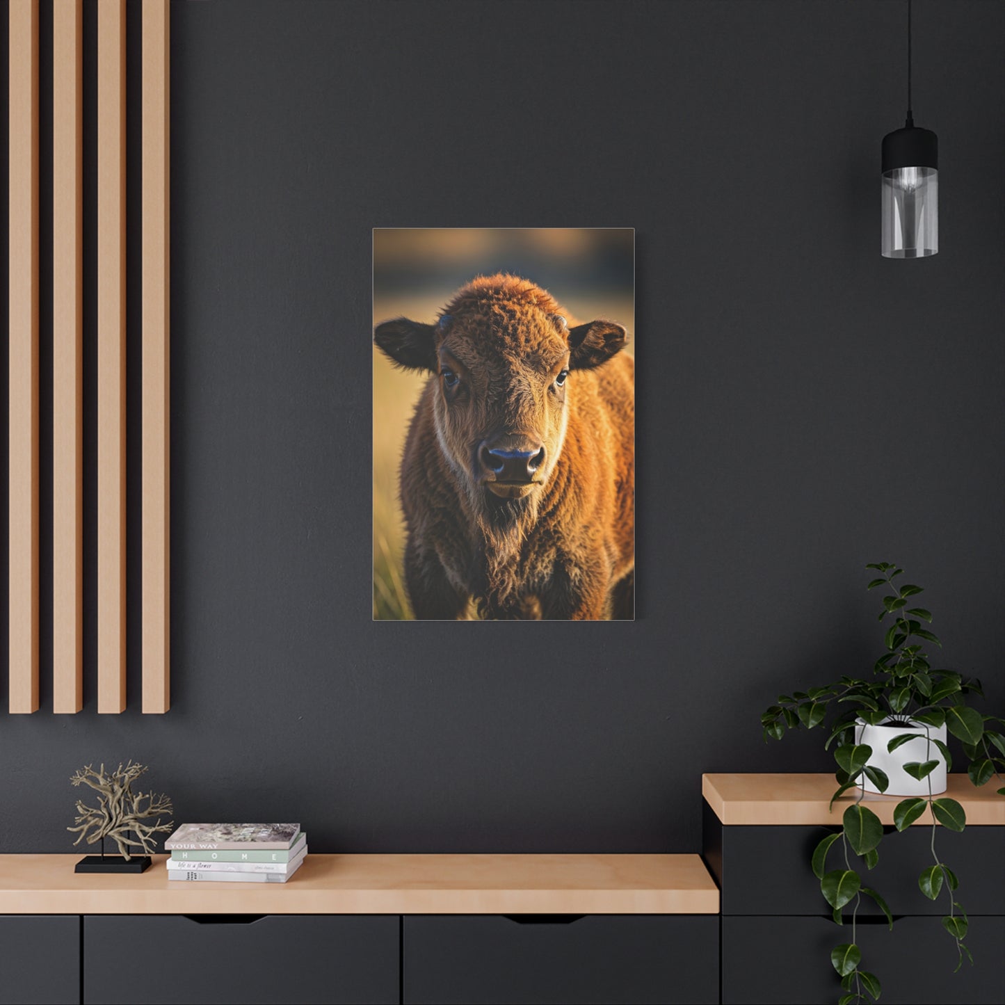 Young Plains Bison Calf Portrait Wall Art & Canvas Print