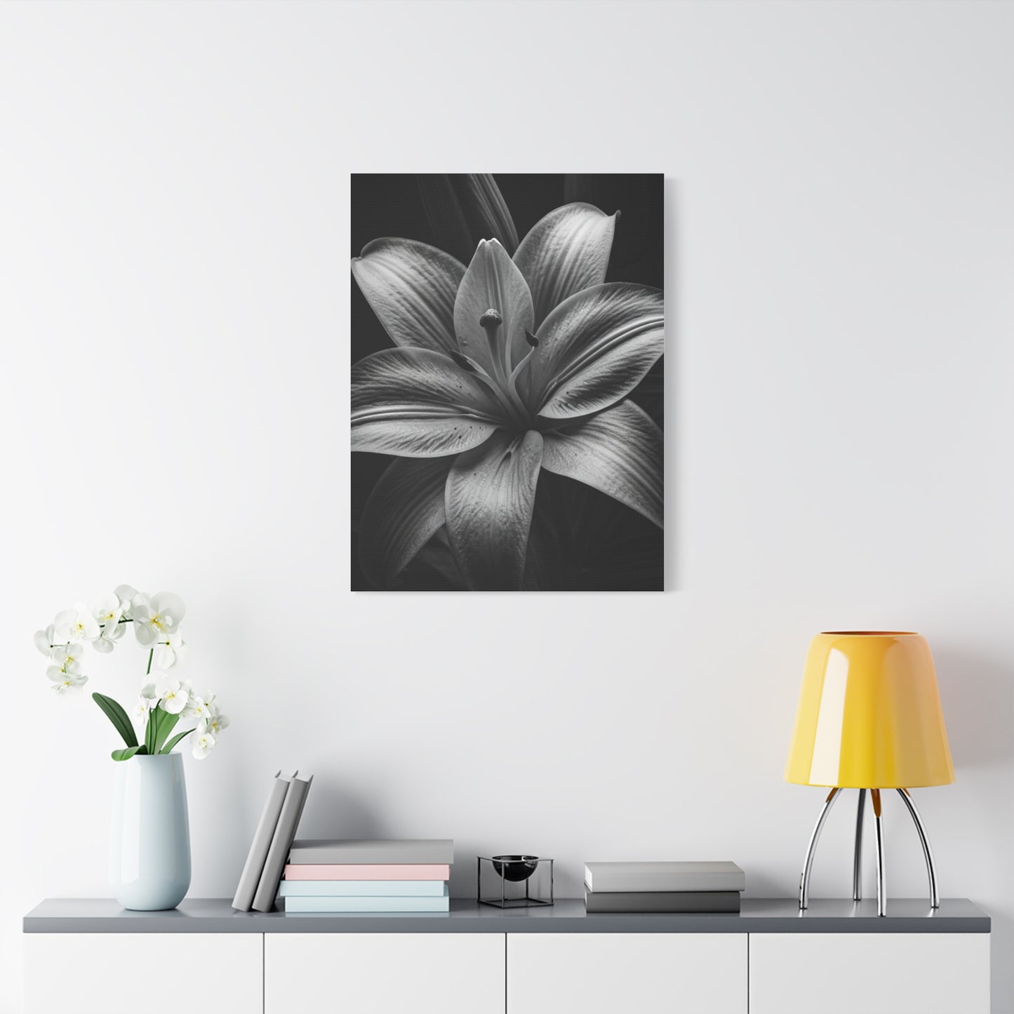 Monochrome Lily Bloom Wall Art & Canvas Prints