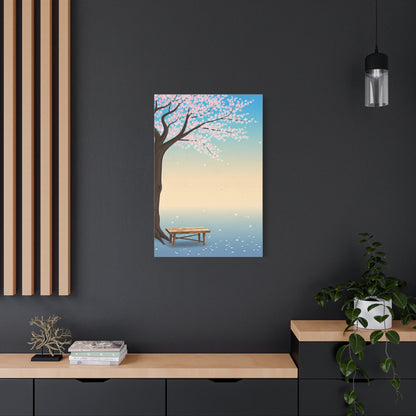 Minimal Sakura Tree With Bench Spring Serenity Wall Art & Canvas Prints