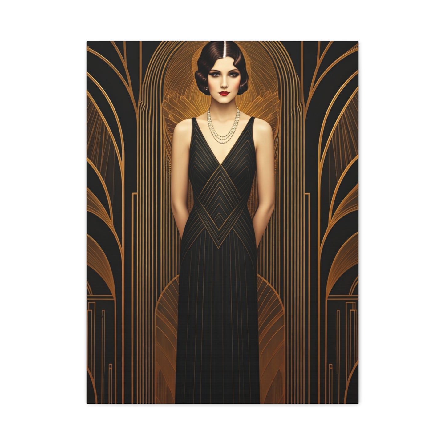 Midnight Deco Portrait Lady Wall Art & Canvas Prints
