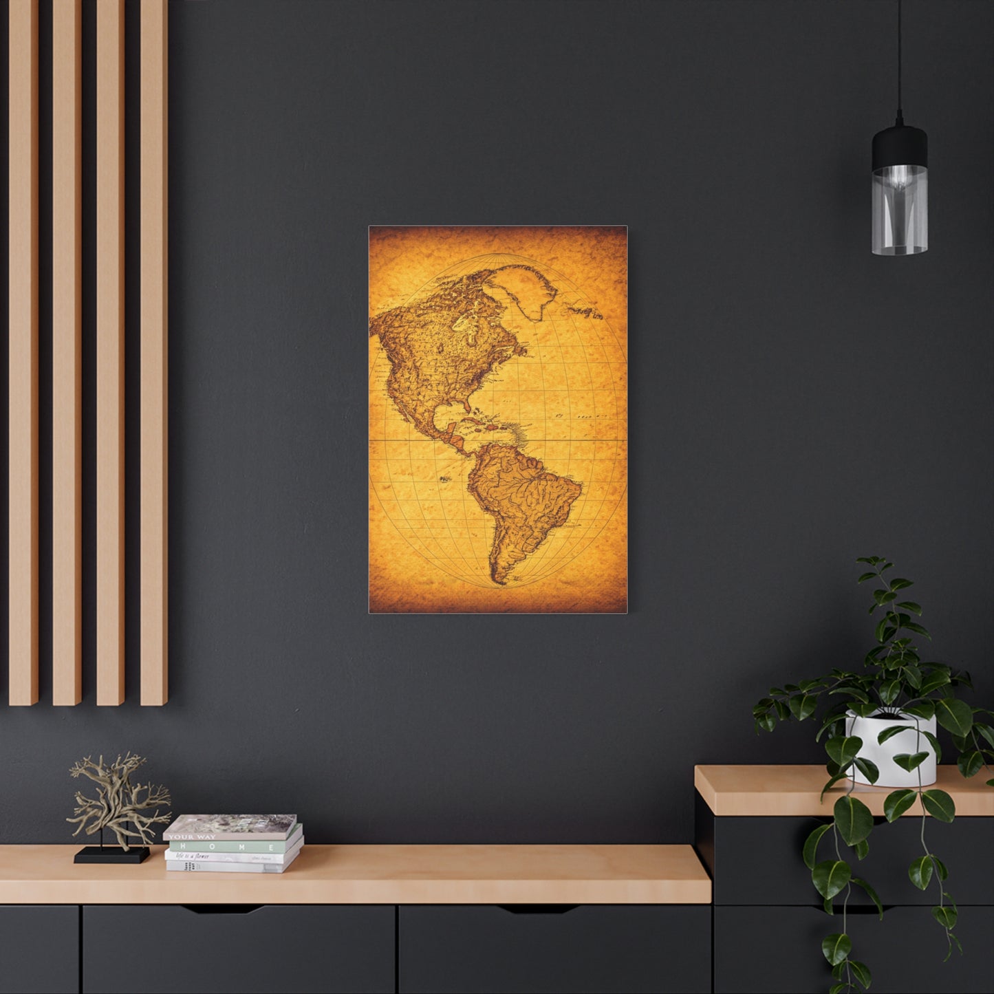 Minimal Vintage World Silhouette Map Wall Art & Canvas Prints