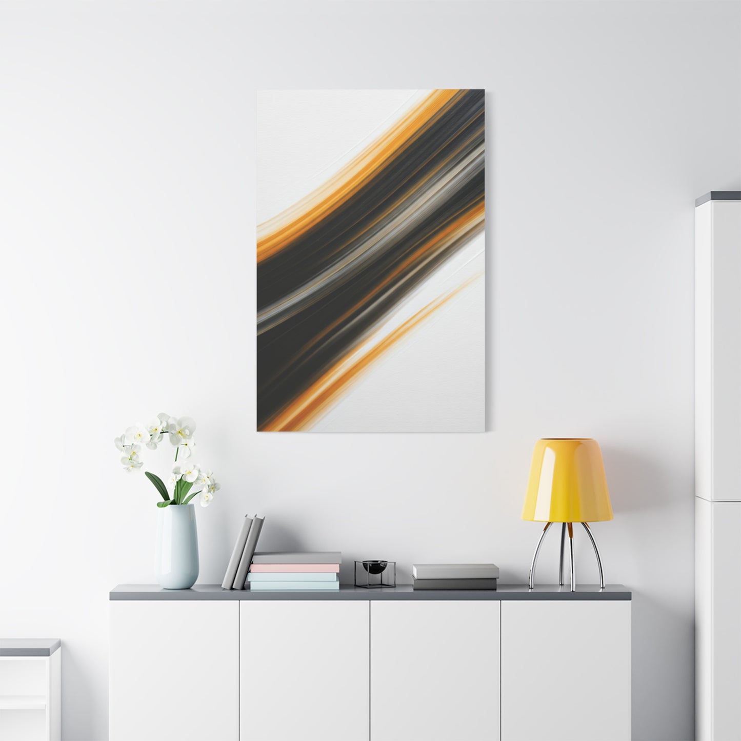 Black and Gold Diagonal Flow Abstract Wall Art & Canvas Prints