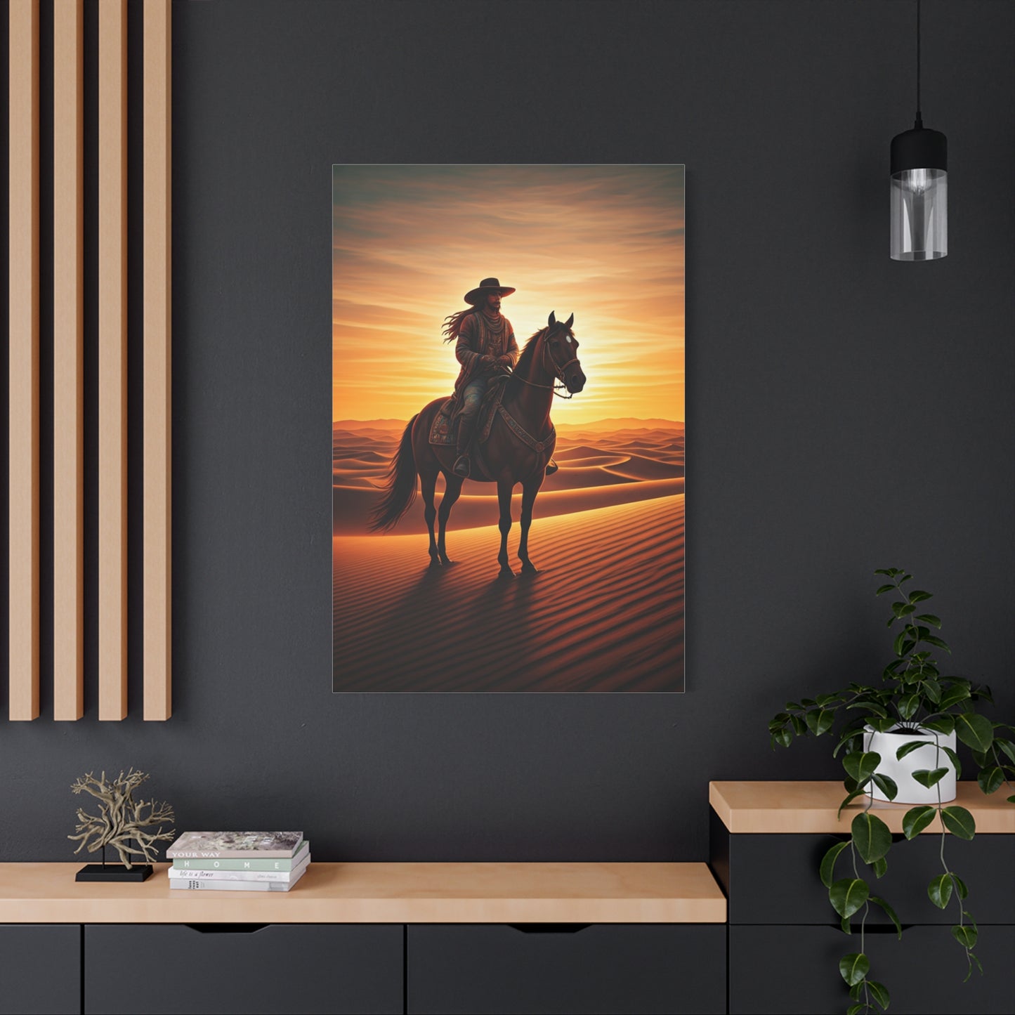 Desert Rider at Golden Sunset Wall Art & Canvas Prints