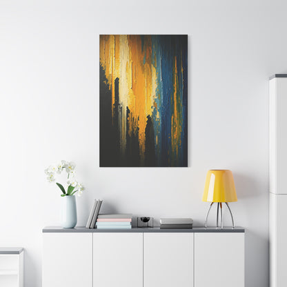 Vertical Gold and Blue Abstract Wall Art & Canvas Prints