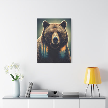 Double Exposure Forest Bear Wall Art & Canvas Prints