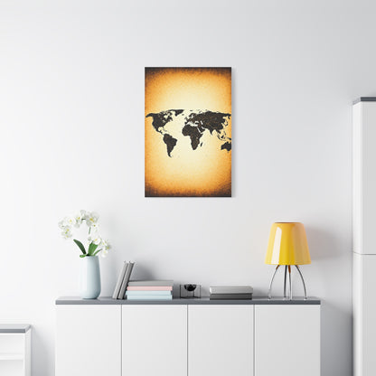 Minimal Black Silhouette World Map Wall Art & Canvas Prints