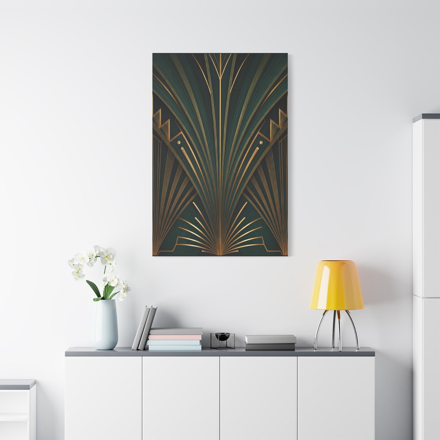 Emerald Radiance Fan Art Deco Wall Art & Canvas Prints