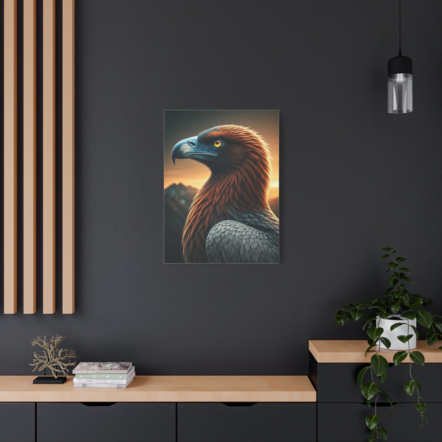 Golden Eagle with Vibrant Sunset Background Wall Art & Canvas Prints