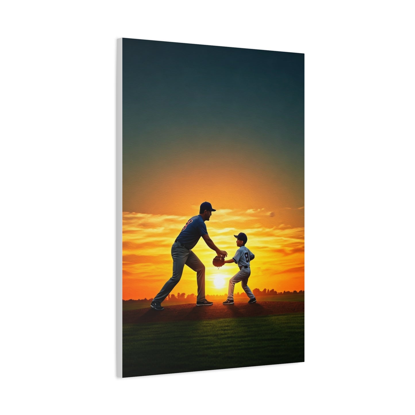 Father and Child Baseball Sunset Moment Wall Art & Canvas Prints