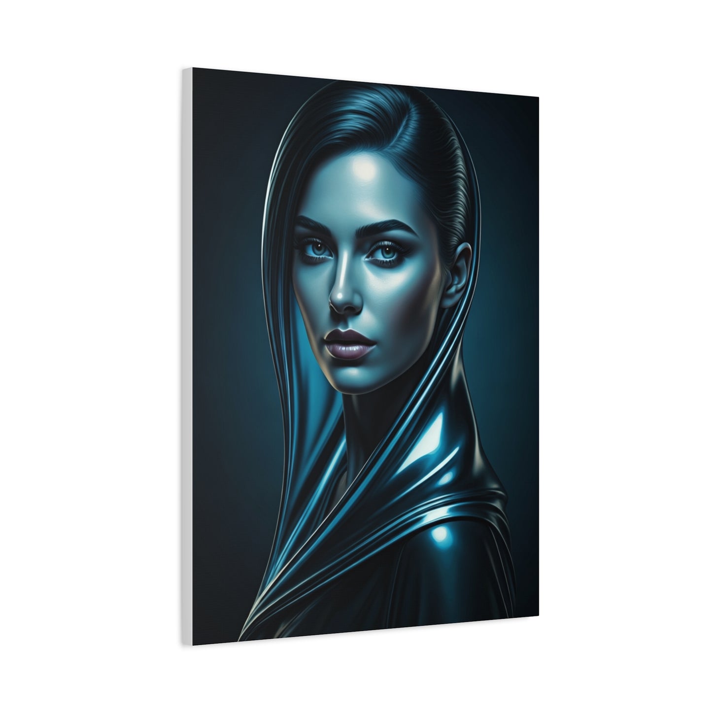 Modern Blue Portrait with Metallic Accents Wall Art & Canvas Prints
