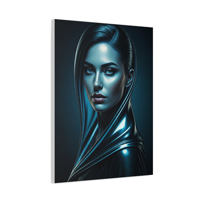 Modern Blue Portrait with Metallic Accents Wall Art & Canvas Prints