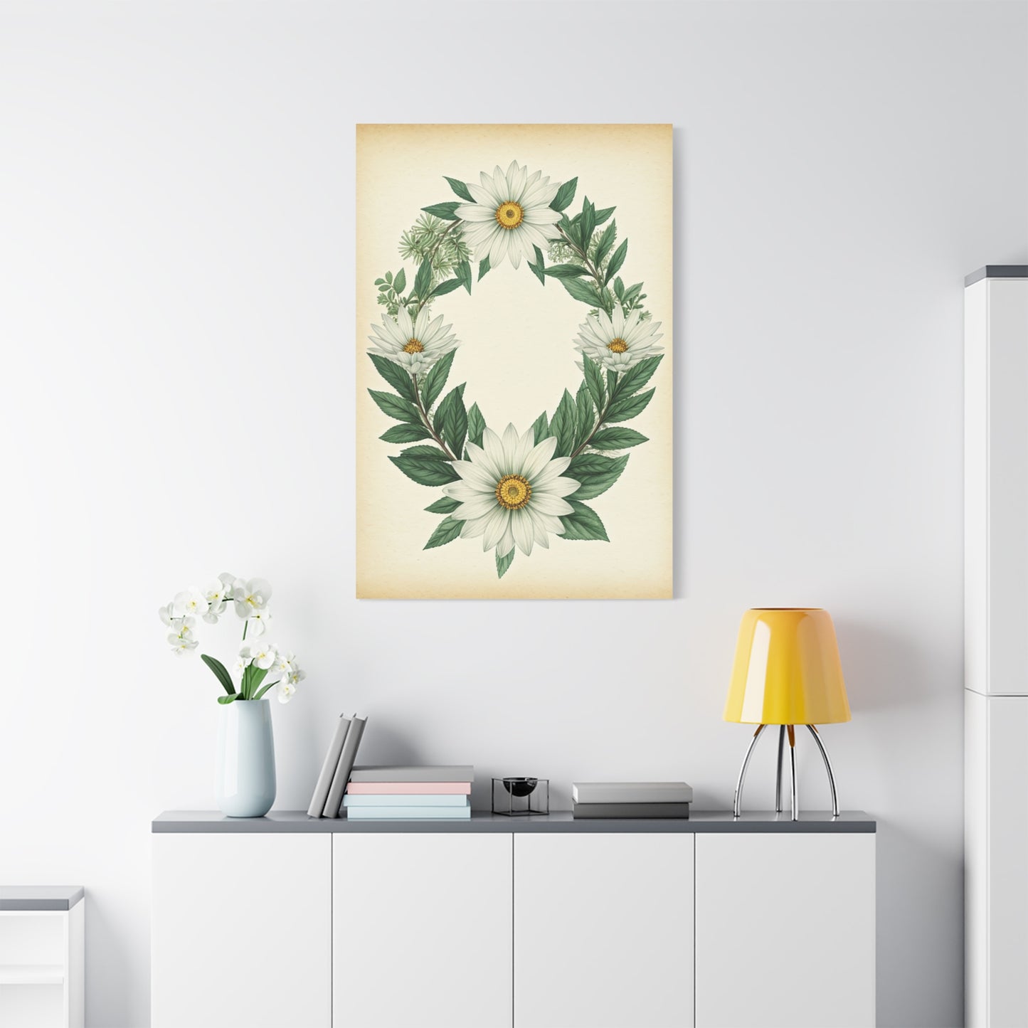 Floral Wreath Illustration Wall Art & Canvas Prints
