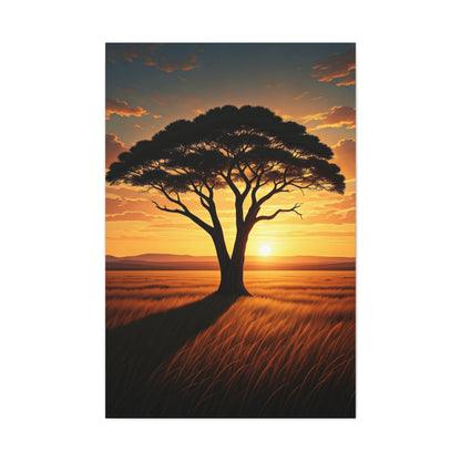 Lone Acacia Tree Sunset Horizon Wall Art & Canvas Prints