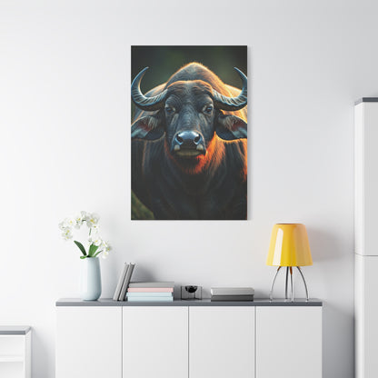 Asian Water Buffalo with Golden Rim Light Wall Art & Canvas Print