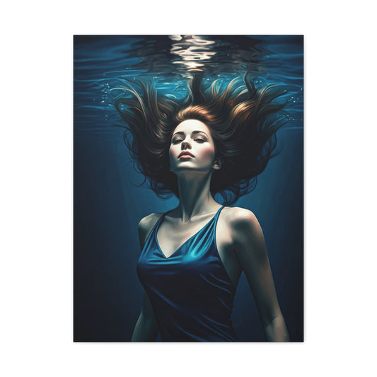 Submerged Serenity Blue Figure Wall Art & Canvas Prints