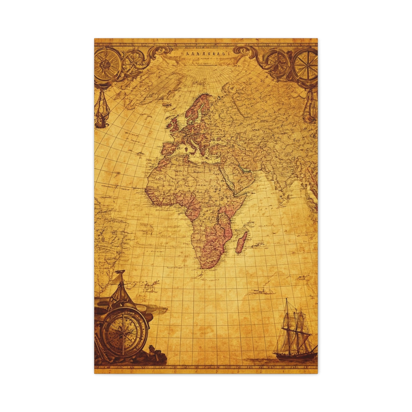 Double Hemisphere Vintage World Map Wall Art & Canvas Prints