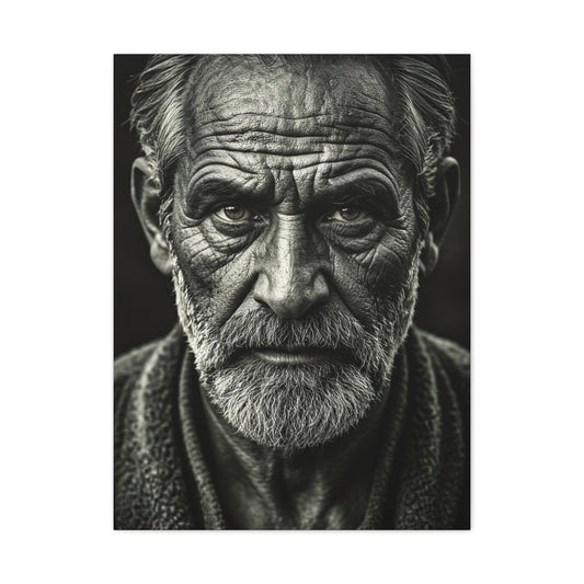 Lines of Time Black & White Elder Portrait Wall Art & Canvas Prints