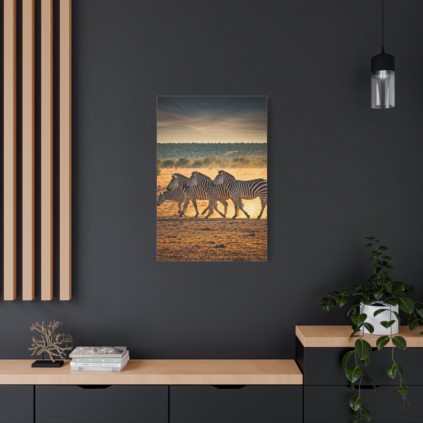 Zebra Duo Walking Across the Savannah Wall Art & Canvas Prints