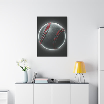 Glowing Baseball Stitch Close-Up Wall Art & Canvas Prints