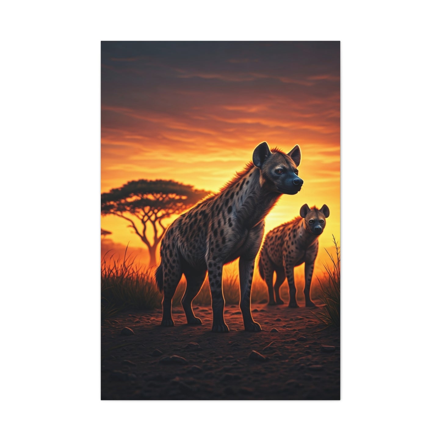 Hyena Pack at Sunset Wilderness Wall Art & Canvas Prints