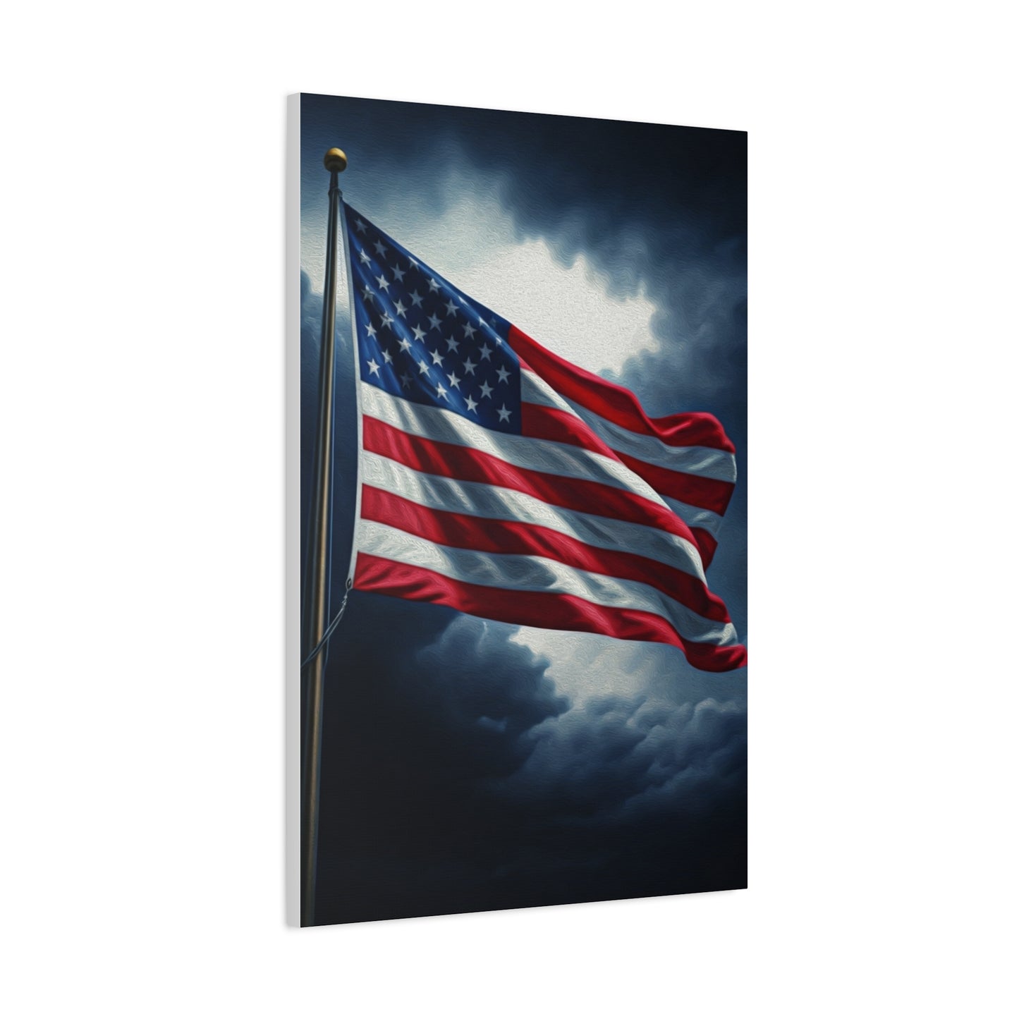 American Flag Against Stormy Skies Wall Art & Canvas Prints