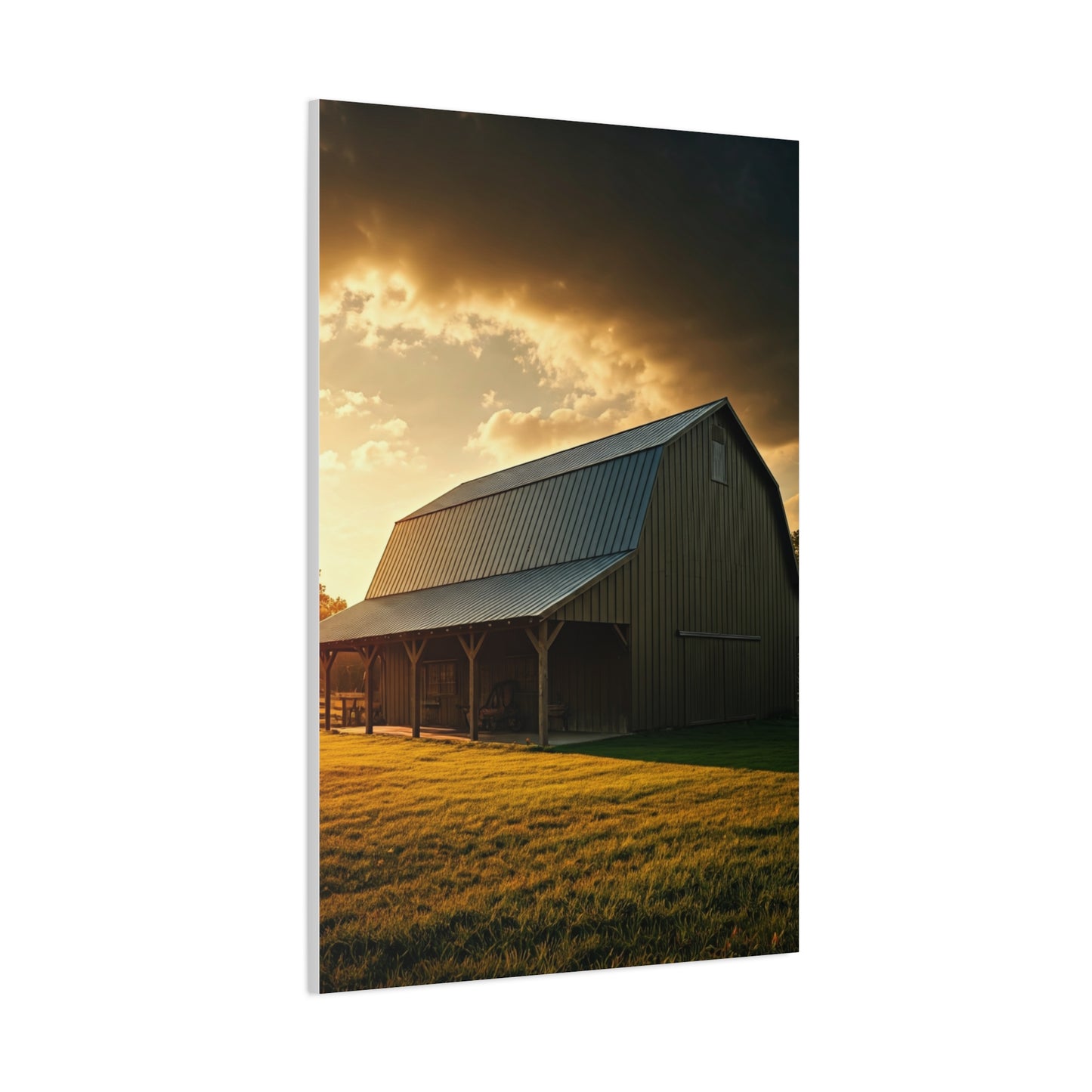 Golden Hour Farm Barn Landscape Wall Art & Canvas Prints